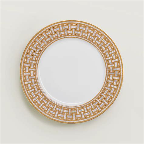 hermes porcelain mosaique au 24 gold|Hermes 24 carat dinner plates.